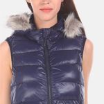 Gap Faux Fur Puffer Vest Jacket Navy Blue Cozy Primaloft Down Alternative XS new Photo 7