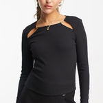 Urban Revivo Black‎ Long Sleeve Top With Cut outs Size 8 Black Photo 0