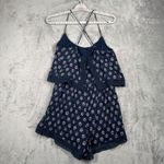 Abercrombie & Fitch Abercrombie &‎ Fitch Navy Floral Romper Womens M Boho Festival Lace Trim Photo 2