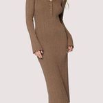 Lost + Wander Giustina Ribbed Knit Maxi Dress in Chestnut One Size NWT Photo 0