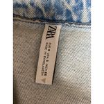 ZARA  Blue Acid Wash Long Sleeve Pockets Button Down Crop Denim Coat Jacket Sz S Photo 2