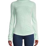 Free People NWT  Caroline Smocked Mock Neck Iced Aqua Turtleneck Photo 0