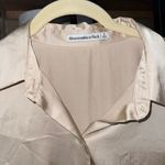 Abercrombie & Fitch Abercrombie satin button down shirt long sleeve top champagne beige metallic Photo 2