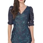 JS Collections  Celeste Knee Length Dress Women's 4 Blue Green Embroidered NWT Photo 11