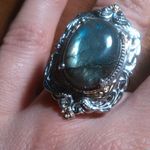 Malagasy Labradorite 18K Yellow Gold Plated and Platinum Bond Ring (Size 7) Photo 9