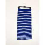 Mango NWT Striped Knitted Midi Skirt Size Medium Blue White Stretch Photo 3