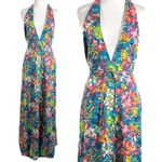 Free People Retro 60s 70s Floral Psychedelic Saffron Halter Maxi Dress Large Photo 7