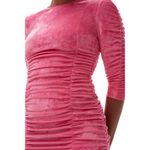 Ganni Pink Velvet 3/4 Sleeve Ruched Mini Dress Size 38/US 6 Photo 1