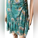 Lena Green Yellow Shimmer Cottagecore Boho Western Floral Layered Mini Dress Size L Photo 2