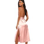 Lulus  Glow and Behold Blush Pink Satin‎ Midi Dress Large Photo 2