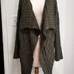 prAna Sweater Womens Small Chunky Turtleneck Cable Knit Olive Green Cardigan Photo 0