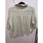 ZARA  Linen Blend Button Down Shirt‎ Top, Two Pocket Front, Sage Green, Casual Photo 4