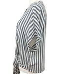Lulus NEW Womens M Blue White Vertical Stripe Button-Up Tie Front Tunic Top Chic Photo 3