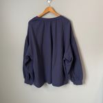 Aerie  Navy Blue V Neck Bishop Sleeve Sweatshirt Top Size Women's XL Photo 1