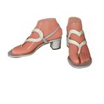 MARTIN CLAY WHITE PATENT LEATHER HEART THEME BLOCK HEEL SANDALS (36) Size 5 Photo 2