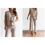 Miou Muse Sweater Vest Sleeveless Knit V‎ Neck Casual Layering Top S Tan Photo 1