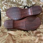 Alegria  Black Leather Platform Sandals with Floral Insole Photo 4