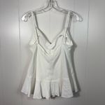 Lumina White Peplum Ruffle Bottom Lino Blend Minimalist Tank Top Made in Italy M Size M Photo 5