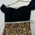 Dress the Population  Bailey Sequin Dress Womens‎ XS Black Gold Bodycon Midi NWOT Photo 9