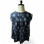 Anthropologie One‎ September Embroidered Tank Top Sleeveless Tiered Blue Floral  Photo 1