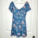 Roxy  NWT Shoulder Shimmy Size M Blue Floral Print Lightweigh Dress Photo 2