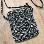 Vera Bradley  | Barcelona 2010 Black White Floral Quilted Pattern Crossbody Bag Photo 8