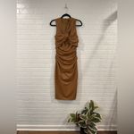 EXPRESS Body Contour Faux Leather Twist Front Midi Dress w/Built-In Shape Wear Photo 2