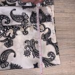 Covington black white satin floral paisley 3/4 flare sleeves button Down blouse Photo 8