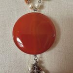 Carnelian pearl and goldstone beaded pendant necklace Orange Photo 1