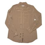 Equipment NWT  Earl in Camel Silk Pleating Button Down Shirt L $258 Photo 1