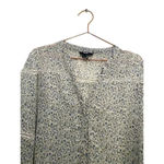 Paige  White Long Sleeve V-Neck Paisley Print Button-Down Top Size Large Photo 1