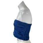 Line and Dot Joey Blue Denim Ruched Strapless V Photo 1