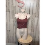 Bozzolo Ribbed Twist Front Crop Cami Women’s Small Mauve Pink Adjustable Strap T Photo 2