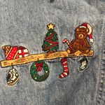 Vintage honors Christmas embroidered denim button up Blue Size M Photo 1