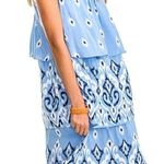 Southern Tide Hurricane Blue Abstract Print Rayelle Midi Tiered Dress Size Small Photo 0