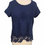 LAmade Donna Lace Keyhole Top Midnight Blue Medium Blue Photo 0