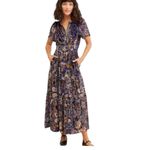 Anthropologie  Somerset Maxi Dress XXS Purple Velvet Tiered Smocked Gown Coquette Photo 1