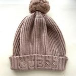 Guess  Blush Knit Pom Pom Beanie Hat Ribbed Mauve Pink Winter Cap women's Photo 0