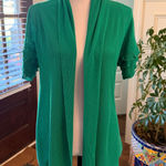 Etcetera  EUC Lightweight Kelly Green Ribbed Cardigan w/ Ruffle Sleeves Photo 0