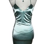 Cristina Green Satin Bodycon Mini Dress M | Strappy Open Back Tie Y2K Clubwear Size M Photo 0