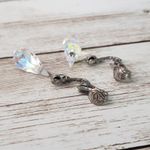 Vintage Clip On Earrings Teardrop Shape Iridescent Dangle Photo 3