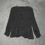 Boston Proper  Shirt Women Medium Black White Polka Dot Pleats Button Up Feminine Photo 1