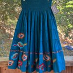 Tasha Polizzi Women's Turquoise Embroidered Pleated Midi Skirt Size XL. NEW Blue Photo 0