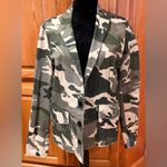 Zadig & Voltaire  Virginia Camo Raw-Edge Button-Front Cotton Blazer Jacket Large Photo 4