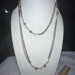MCM Vintage  Silver Tone with Faux Pearl Long Chain Necklace (shown double) Photo 1