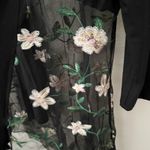 KIM & CAMI | Black Floral Print Open Front Drape Cardigan Sheer White | Large Photo 5