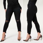 Good American NWT  Good Legs Step Hem Distressed Jeans Black141 Size 10 | Fits 16 Photo 15