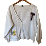 B.J. Frog Long Sleeve Looney Tunes Cotton Cardigan Sweater Cream Women's Size 42 Yellow Size L Photo 0