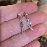 Wing Sterling Silver Drop Earrings Silver Photo 2