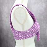 Purple White Floral Tie Front Padded Bikini Top Swimwear Medium Photo 2